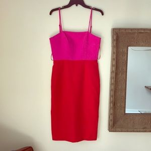 Milly Cady Pencil Dress Tomato/raspberry